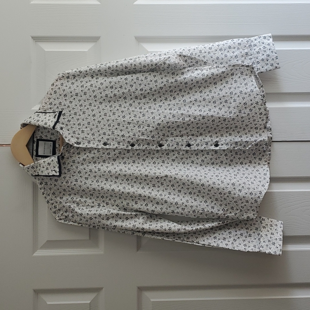 Ricky & Micky men's white and black floral print dress shirt